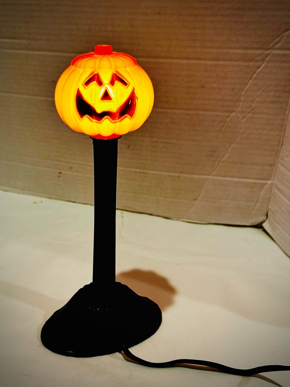 Vintage Halloween Pumpkin Candelabra Blowmold Light Up Jack-o-lantern Candle